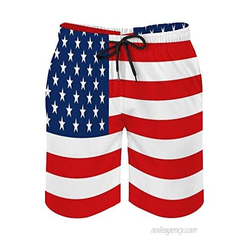 Huayuanhurug Custom Men's USA Flag United States Swim Trunks Summer Surfing Beach Shorts Board Pants Quick Dry with Pockets