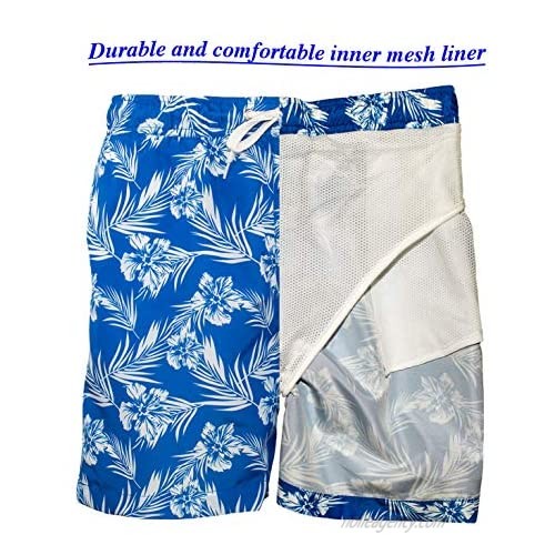 Marina Yachting Men's Water Shorts Swim Trunks Board Shorts Swimwear with Drawstring and Quick Dry Technology (Royal + Blue Large)