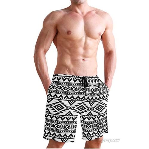 Men's Beach Shorts Geometric Tribal Aztec Zigzag Print Swim Trunks Beachwear Board Shorts Swimwear Bathing Suits