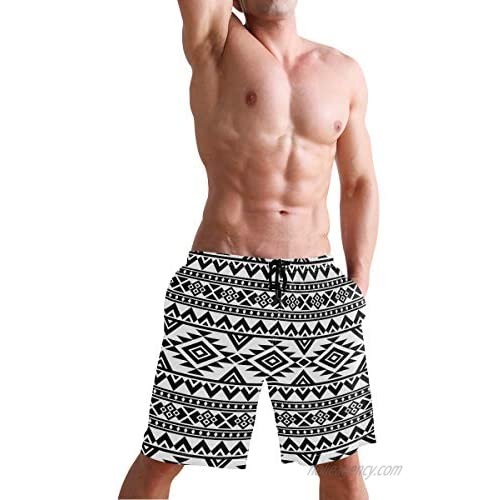 Men's Beach Shorts Geometric Tribal Aztec Zigzag Print Swim Trunks Beachwear Board Shorts Swimwear Bathing Suits