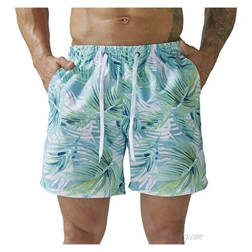 Men's Swim Trunks Quick Dry Beach Shorts Mesh Lining Sportshort Tropical Floral