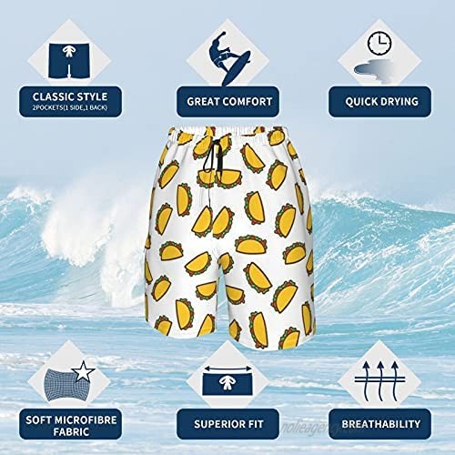 PNNUO Men's Swim Trunks Taco Quick Dry Beach Shorts Surf Board Shorts Swimwear with Pockets