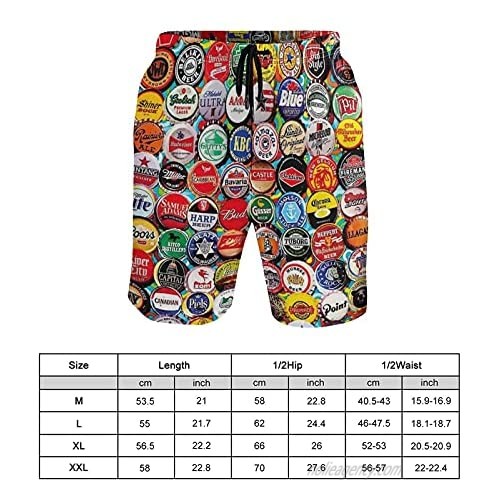 Shuwekk World Beer Bottle Caps Mens Short Swim Trunks with Mesh Lining Quick Dry Swim Suits Board Shorts
