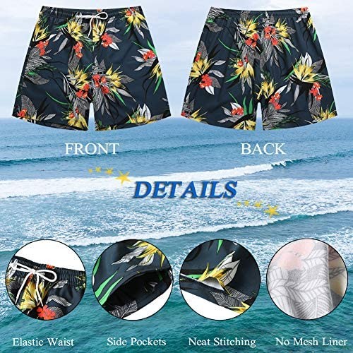 SUNDAY ROSE Men's Swim Trunks Quick Dry Beach Board Shorts Bathing Suits with Pocket