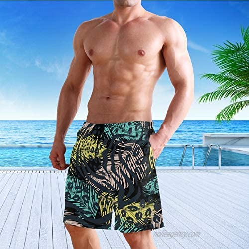 visesunny Modern Swim Trunks Men's Quick Dry Board Shorts Bathing Suit with Pockets for Men Boyfriends Youth