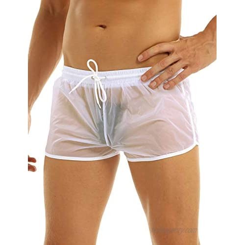 YUUMIN Mens Sheer Mesh Boxer Shorts Low Rise Hot Pants Athletic Quick Drying Swim Trunks