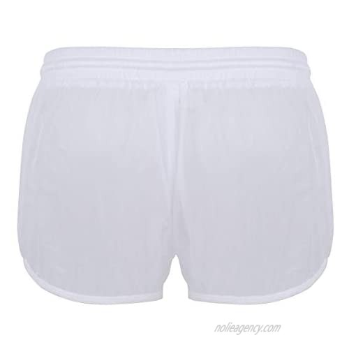 YUUMIN Mens Sheer Mesh Boxer Shorts Low Rise Hot Pants Athletic Quick Drying Swim Trunks