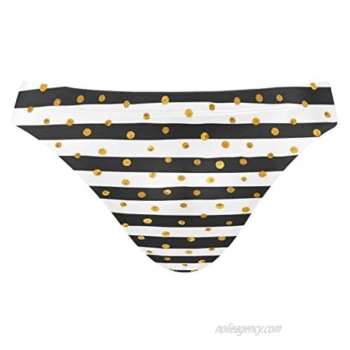 ALAZA Mens Swim Briefs  Men Swimwear Briefs  Mens Swim Bikini Swimwear S-3XL Gold Dots Black Stripes