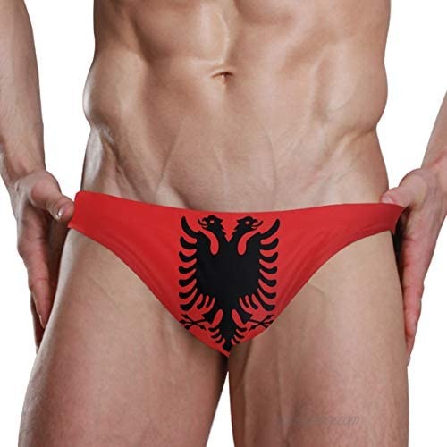 CHINEIN Men’s Swimming Briefs- Adjustable Drawstrings - Comfortable Low Waist Swim Trunks Albania Flag