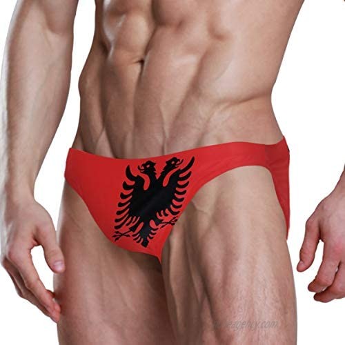 CHINEIN Men’s Swimming Briefs- Adjustable Drawstrings - Comfortable Low Waist Swim Trunks Albania Flag