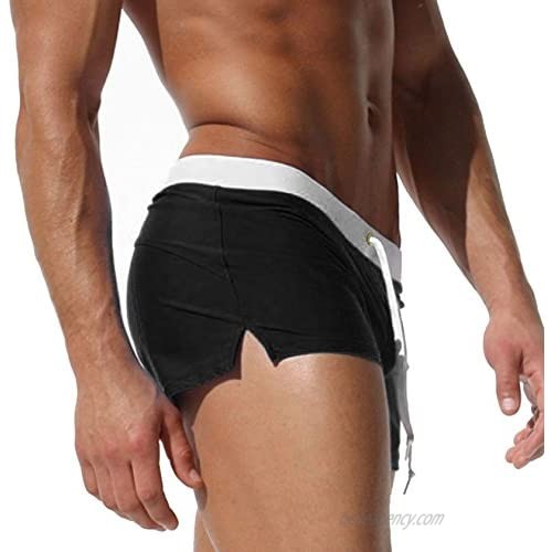 Cielary Men's Swimming Trunks Boxer Brief Swimsuit Bottom with Pockets & Drawstring