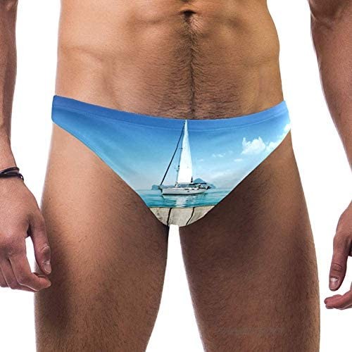 DEYYA Tram and Airplane Men Swimwear Bikini Underwear Swim Trunks Summer Beach Shorts Brief Boxer Pants  S