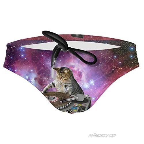 Galaxy Dj Cat Men Swim Brief Soft Underwear Surfing Shorts Print Brief Bikini