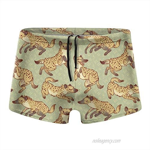 Hyena Patterns Men's Quick Dry Boxer Briefs Swimwear Shorts Trunks Swimsuit