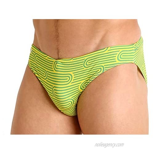 Jack Adams S-Line 1" Swim Brief Yellow/Green Print