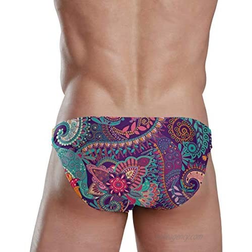 Ladninag Paisley Pattern Men's Cheeky Brief Bikini Thong Swimsuit Low Waist Sexy Shorts