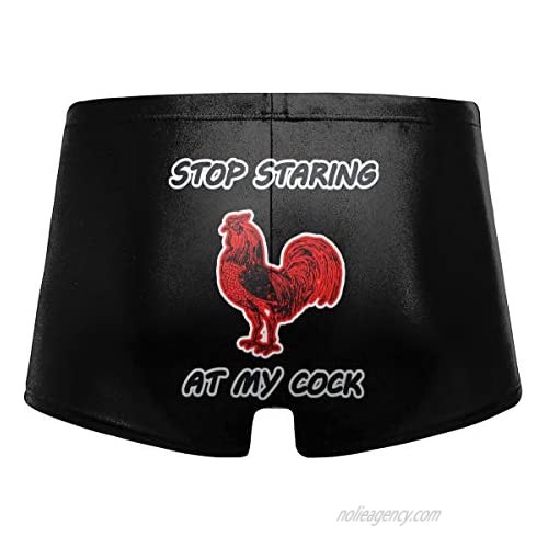 LI-YULU Stop Staring at My Cock Men's Swimwear Funny Swim Boxer Briefs Quick Dry Swimming Shorts