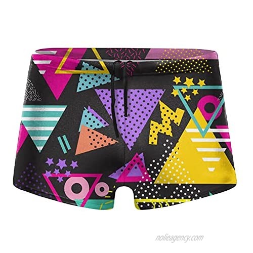 Men Boxer Swimwear Vintage 80s Geometric Triangular (2) Square Leg Training Swimsuit Bikini Board Shorts Underpants
