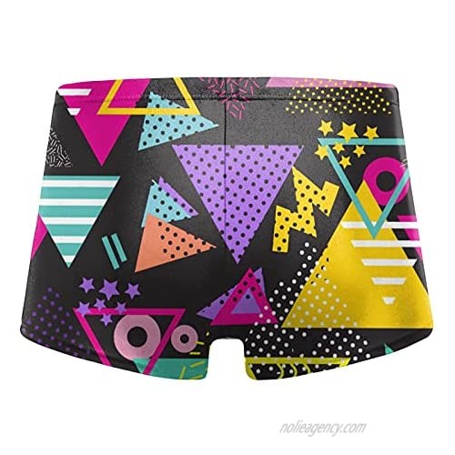 Men Boxer Swimwear Vintage 80s Geometric Triangular (2) Square Leg Training Swimsuit Bikini Board Shorts Underpants