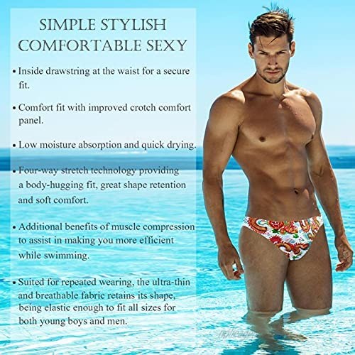 Men's China Dragon Swimsuit Brief Bikini Swimwear Sexy Swimsuit Swimming Short Quick Dry