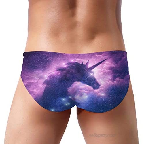SITU Unicorn in Galaxy Nebula Cloud Men's Print Swim Brief Bikini Swimsuit Athletic Swimwear Briefs