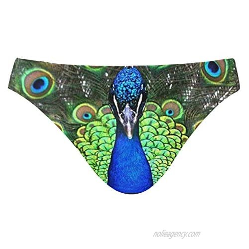 SLHFPX Peacock Feather Mens Swimsuit Bikni Briefs Male Sexy Thong Swimwear for Boys