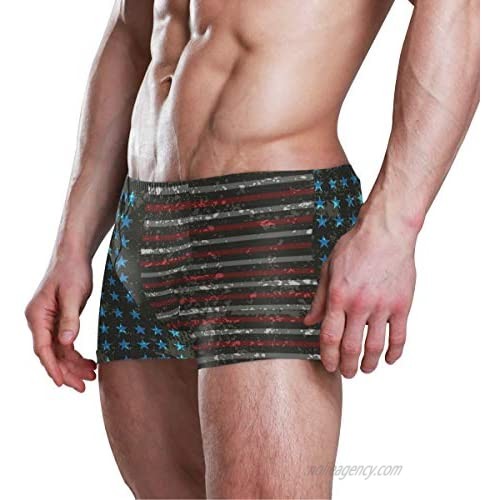 THONFIRE Men's Boxer Swim Trunks 4Th of July Independence Day Swimwear Surf Beach Shorts Bottom Square for Men