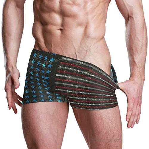 THONFIRE Men's Boxer Swim Trunks 4Th of July Independence Day Swimwear Surf Beach Shorts Bottom Square for Men