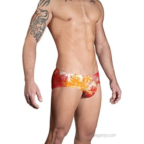 Vuthy Sim Brand Men's Swim Brief in Orange Motif Print