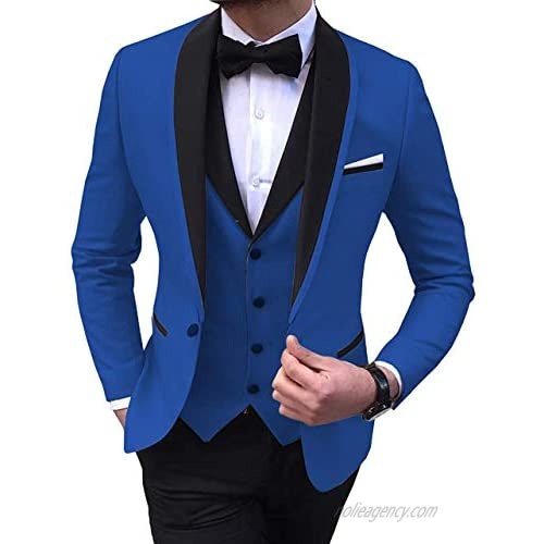 Aimicui Men's 3 Pieces Slim Fit Shawl Lapel Solid Prom Tuxedos Wedding Grooms (Blazer+Vest+Pants)