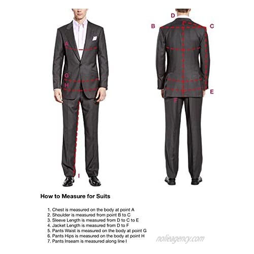 HBDesign Men Flat Collar Solid Color 1 Button 2 Piece Dress Suits (Jacket+Pants)