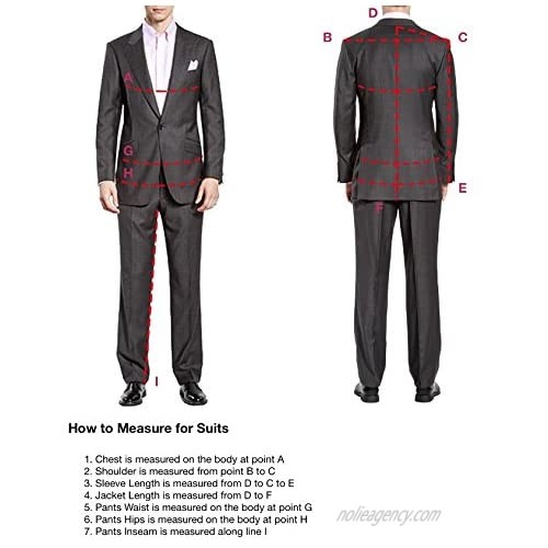HBDesign Mens 3 Piece 1 Button Groom Groomsman Fashion Suits