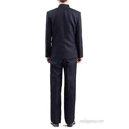 Mandarin Collar Men's Suit Vintage Classic Chinese Slim Fit Blazer Pants Outfit Groom Prom Formal Suit
