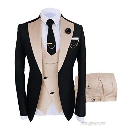 Men's 3 Piece Formal Notch Lapel Men Suit Slim Fit Groomsmen Suit Tuxedos for Wedding (Blazer+Vest+Pant)