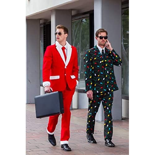 Men's Christmas Suit Santa Blazer+Tie and Pants (Sold Separately)