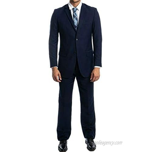 Men's Navy Blue 2 Button Classic Fit Suit Notch Lapels