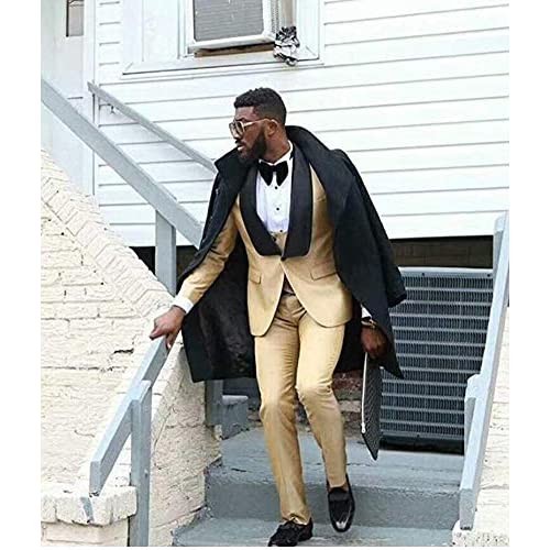Men's One Button 3 Pieces Suits Shawl Lapel Wedding Suits Tuxedos Blazer Vest Trousers