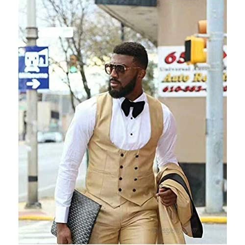 Men's One Button 3 Pieces Suits Shawl Lapel Wedding Suits Tuxedos Blazer Vest Trousers