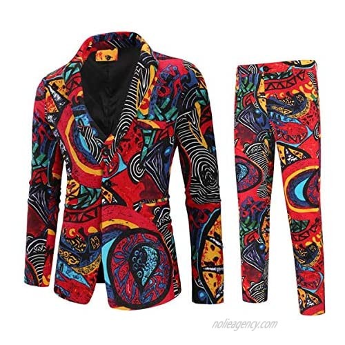 Mens Paisley Suits 3 Piece Print Party Suit Set Slim Fit Tux Dress Jacket Outfit