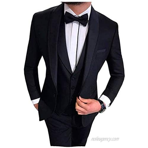 Men's Regular Fit One Button Suits Shawl Lapel Blazer Pants Formal Suits Wedding Suits for Men
