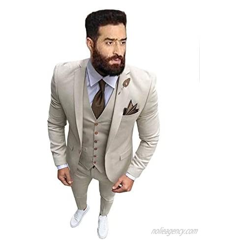 Men's Slim Fit 3 Piece Suit Dinner Tuxedo Wedding Blazer Jackets Vest&Trousers