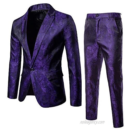 Men’s Slim Suit 2-Piece Suit Blazer Business Wedding Party Jacket Coat & Pants