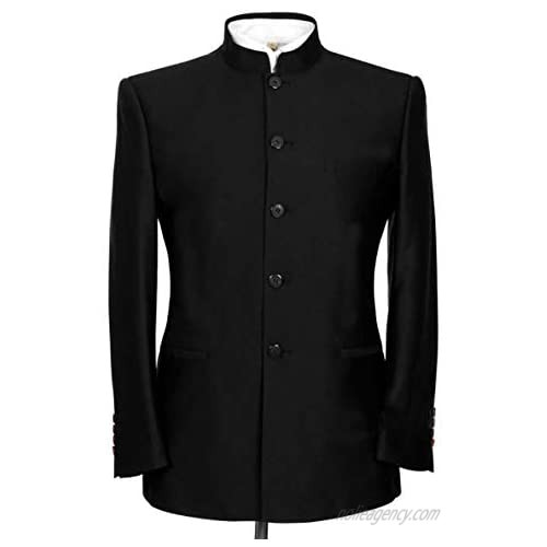 Men's Suit 2 Piece Slim Fit Chinese Tunic Suit Banquet Groomsmen Tuxedos (Blazer+Pant)