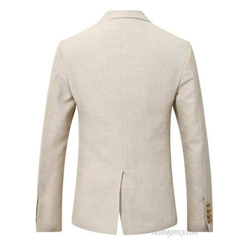 Michealboy Men's Linen Suit 3 Pieces Slim Fit One Button Notched Laple Back Vent Big and Tall Size