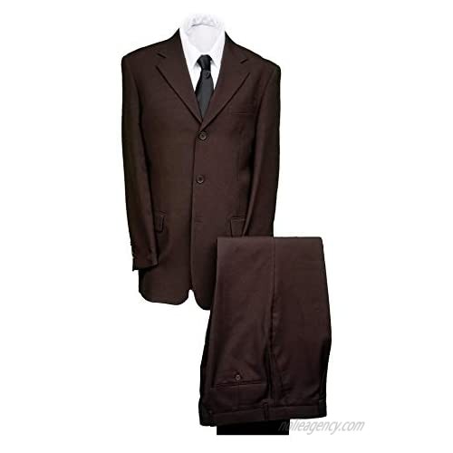 New Men's 3 Button Single Breasted Brown Dress Suit