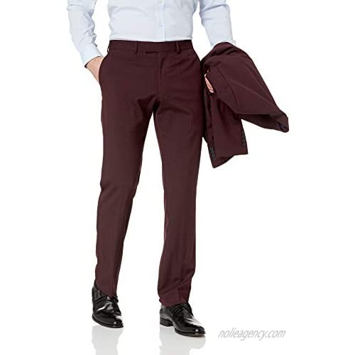Nick Graham Men's Slim Fit Stetch Finished Bottom Suit Burgundy 46L