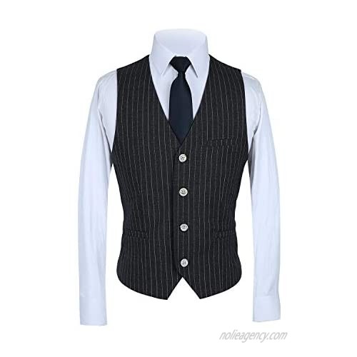 P&G Men's Pinstripe Three Pieces Suit Notch Lapel Dresswear Tuxedos Set