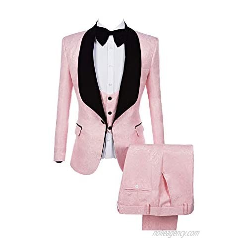 Premium Jacquard Paisley Floral Pattern Slim Fit Tuxedo Prom Wedding Groom Single Breasted Blazer Suits