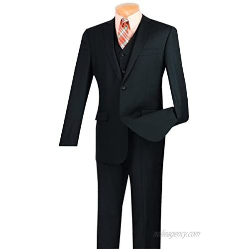 VINCI Men's 2 Button Single Breasted Slim Fit Solid Suit W/Vest SV2900