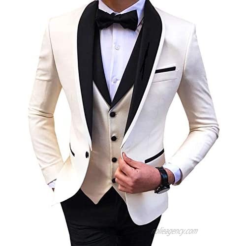 Wemaliyzd Men's Suit Jacket Slim Fit Shawl Lapel One Button Dress Suit Coat for Wedding Party